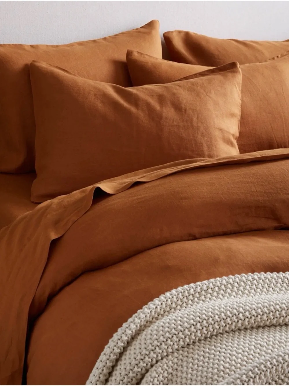 Quince European Linen Terracotta Duvet Cover Set in Queen 1218